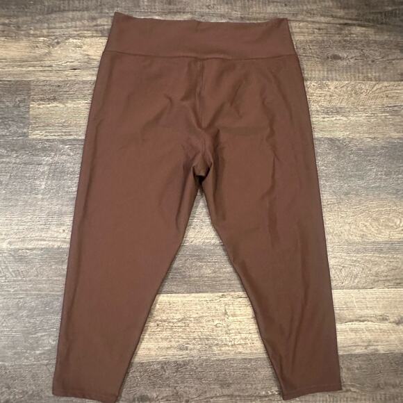 Kinesis Women's Brown Solid Stretch High Rise Elastic Waist Leggings Size 2X - Picture 2 of 3